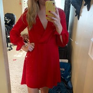 H&M Red Snake Print Long Sleeve Dress